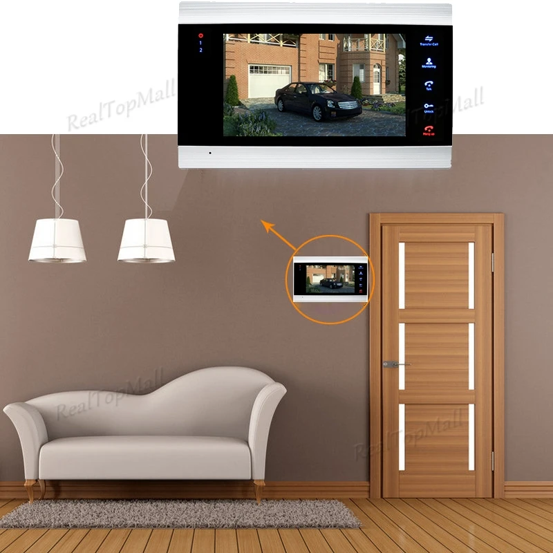 7 Inch Video Door Phone Monitor Intercom System/Kit Doorbell Camera Night Vision 1200 TVL Recording SD Card Support