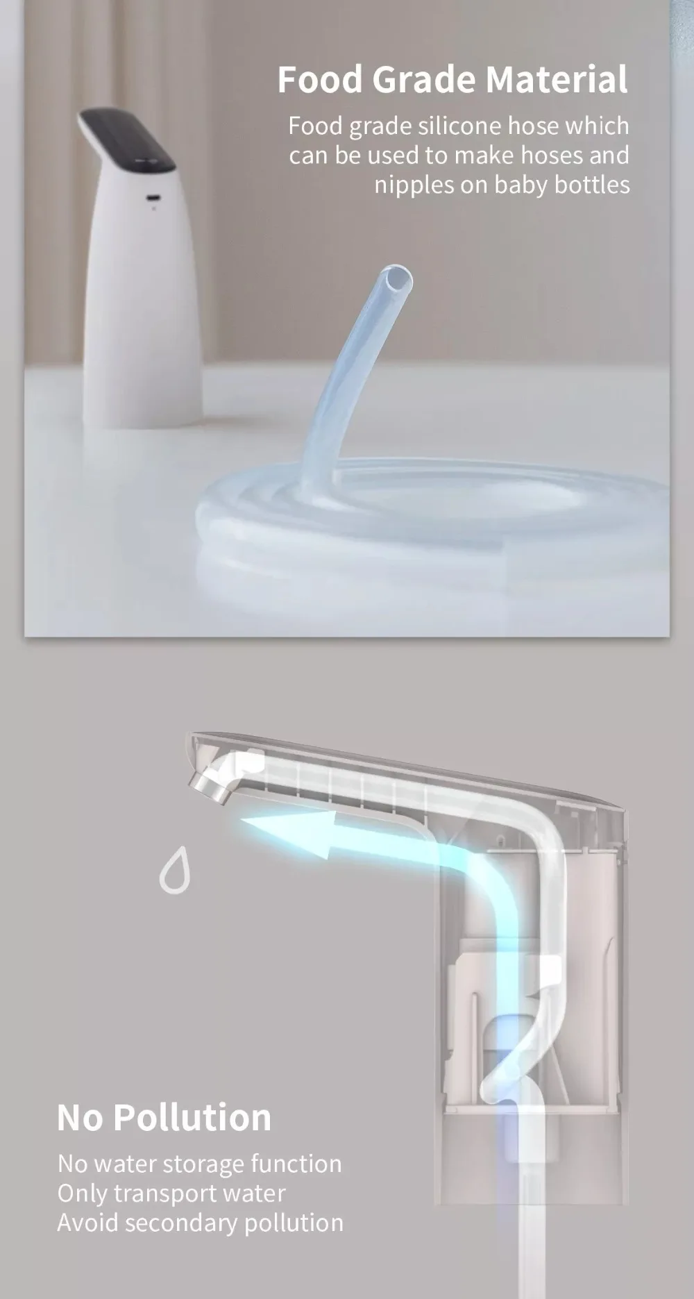 xiaomi помпа для воды Xiaomi Mijia Eco автоматический USB кнопочный переключатель водяной насос беспроводной Перезаряжаемый Электрический диспенсер водяной насос с USB кабелем