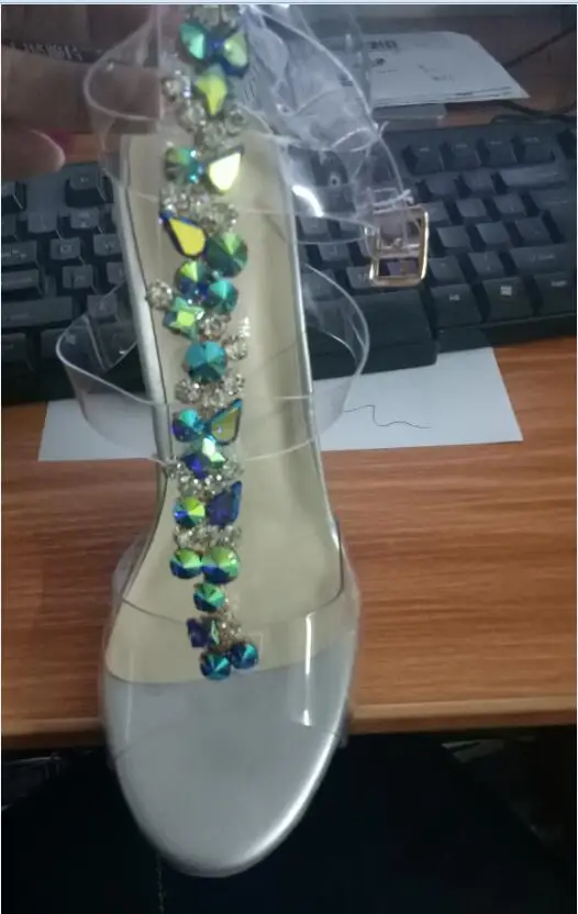 Aneikeh/ г. Новые серебристые женские сандалии пикантные прозрачные сандалии-гладиаторы из ПВХ женские туфли на высоком каблуке с открытым носком и Т-образным ремешком, стразы