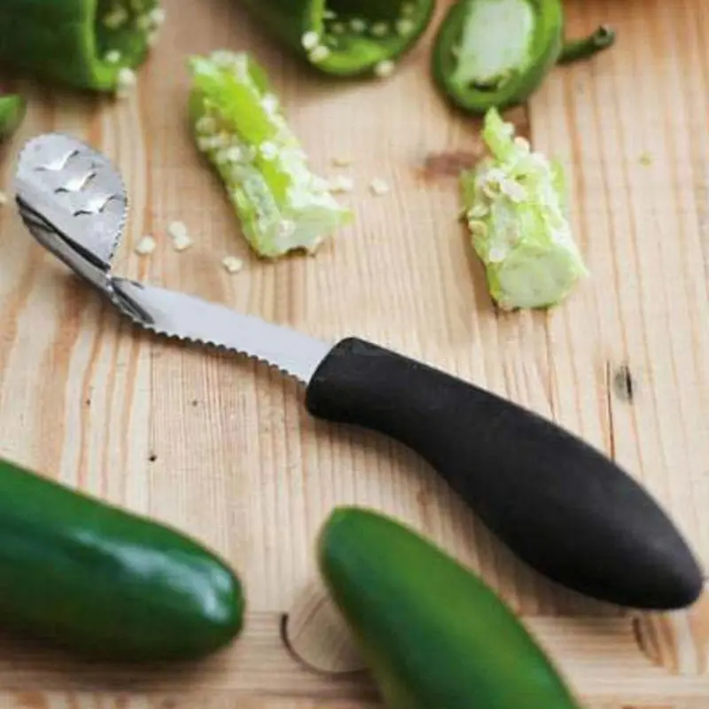JX-LCLYL Jalapeno Pepper Corer Stainless Steel Serrated Seed Remover Kitchen Tools Black