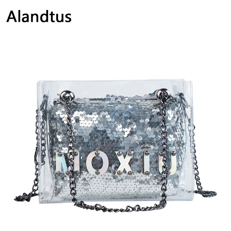 

Alandtus Transparent Bags For Women Luxury Handbags Women Bags Designer Crossbody Bag Chain Ladies Messenger Bag Bolsa Feminina