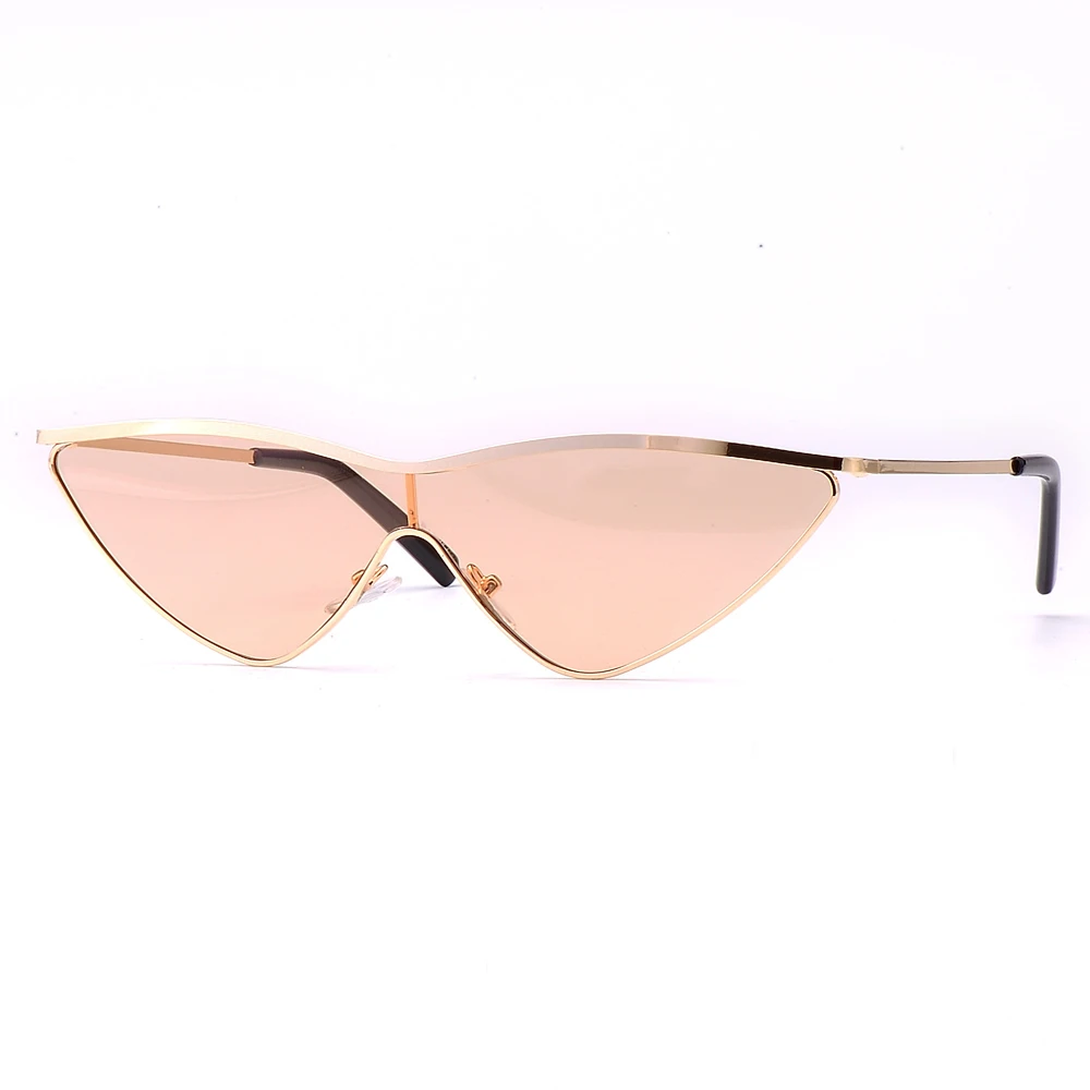 Металлическая оправа кошачий глаз солнцезащитные очки для мужчин и женщин Модные Оттенки UV400 Винтажные Очки 45373 - Цвет линз: Champagne