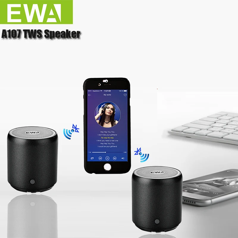 Bluetooth динамик EWA A107 MP3-плеер Портативный динамик TWS технология нержавеющая сталь Bluetooth 4,2 mp3-плеер