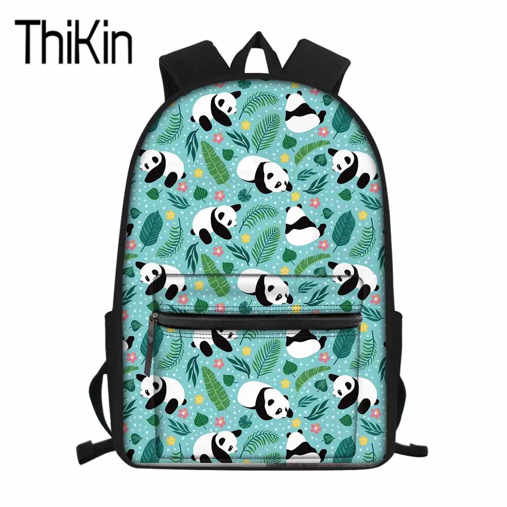 Best THIKIN Children School Bags for Women Cute Panda Printing Laptop Backpack Teenagers Junior Schoolbag Children School Bookbag