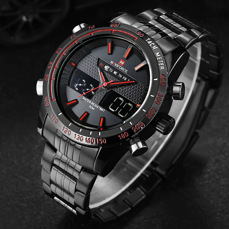 Часы NAVIFORCE мужские спортивные цифровые светодиодный водонепроницаемые