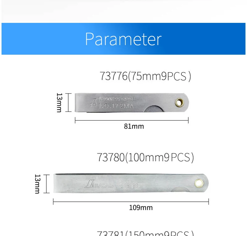 SHINWA Feeler gauge gap линейка нержавеющая сталь толстый Калибр толщина Калибр Высокая точность 1,0-0,02 мм 65 мм 25 шт