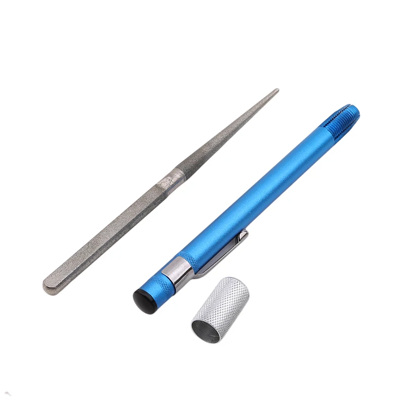 

1pc New Arrive Multi Purpose Pen Shape Knife Sharpener Diamond Plated Carbon Steel Fishhook Sharpener Grindstone Outdoor Tools