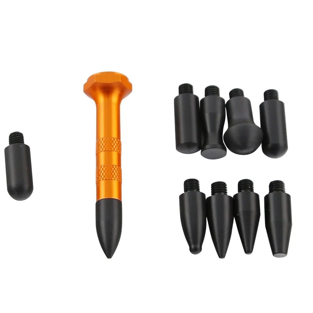 PDR Tool Aluminum Knock Down kitsTap Down Pen With 10Heads POM polyformaldehyde For Paintless Hail Removal Car Dent Remover (6)