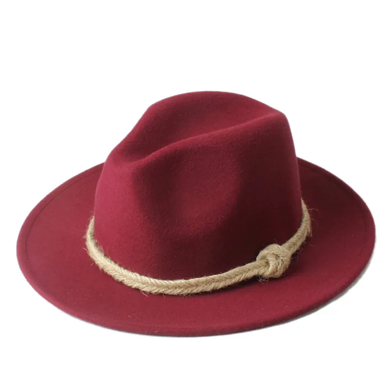 Новая мода Мужские Женские Chapeu Feminino Fedora шляпа для джентльмена с широкими полями лен джаз церковная Кепка Панама Федора топ шляпа от солнца 20 - Цвет: Wine red