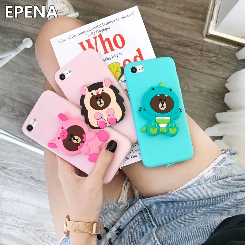 

Bear Case for iphone X XR XS Max 5S 6 7 8 Plus Ring Holder Stand Grip Cover for Samsung Galaxy S7edge S8 S9 S10 S10E Note 8 9