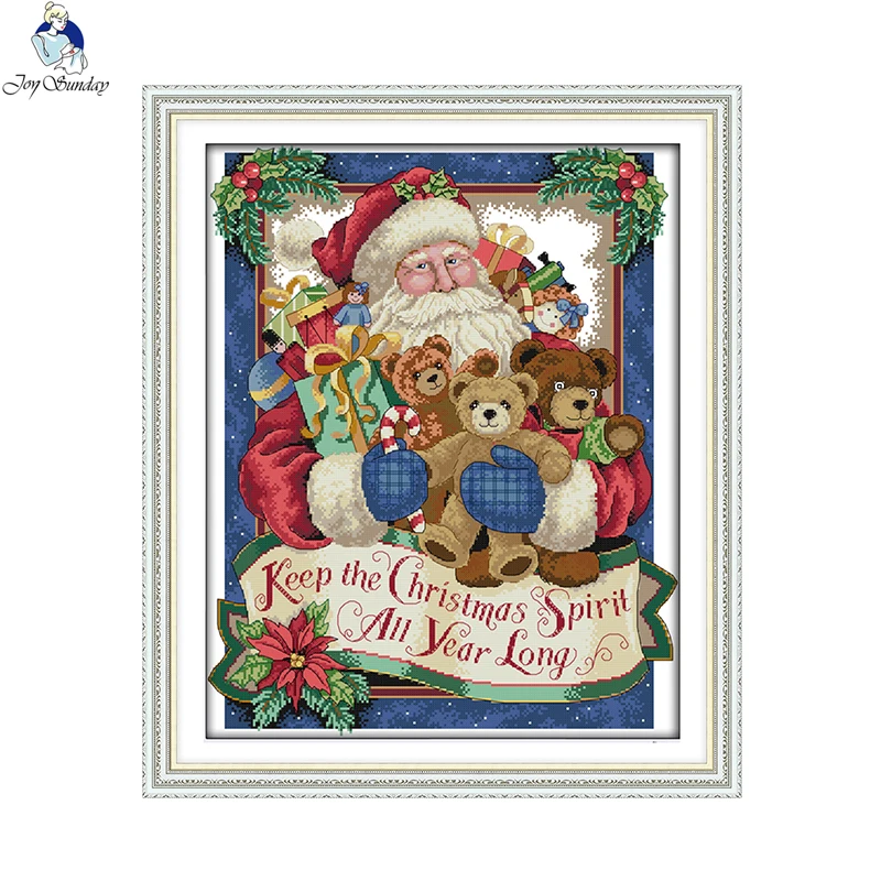 Joy Sunday Санта Клаус и Рождественский Снеговик Набор для вышивки крестом aida 14ct 11ct Счетный Принт Холст вышивка рукоделие ручной работы