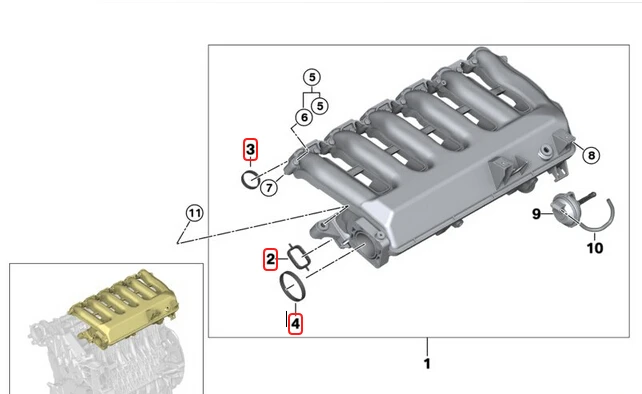 1 комплект впускного коллектора резиновое уплотнение, прокладка для BMW E46 E60 E61 E90 E91 X5 E53 E70