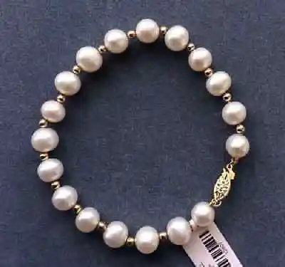 

new ^^^^ REAL CHARMING NATURAL ROUND SOUTH SEA WHITE PEARL BRACELET 6-12 MM GOLD CLASP