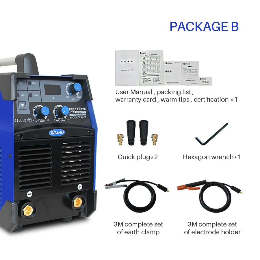 RILAND двойное напряжение 220 V 380 V ARC MMA Электрический сварочный аппарат IGBT инвертор сварочный однофазный двухфазный 30-280A - Цвет: PackageB