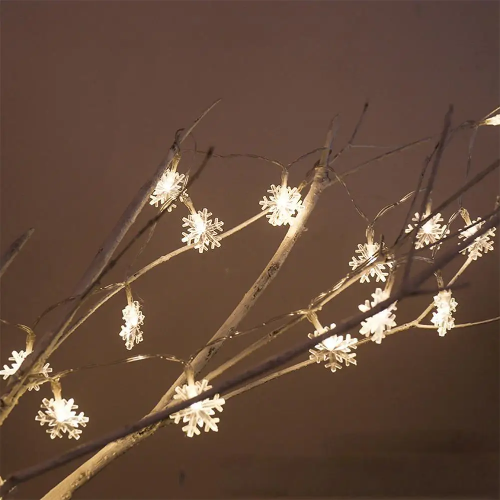 Зонд Блестящий 20 светодиодный Снежный хлопья цветы струны сказочные огни наружные гирлянды украшенные сад Рождество