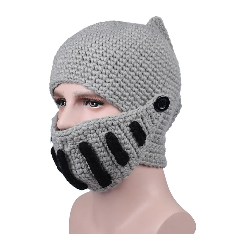 

Winter Gladiator Mask Cap Handmade Roman Knitted Hat Rome Rider Knit Hat