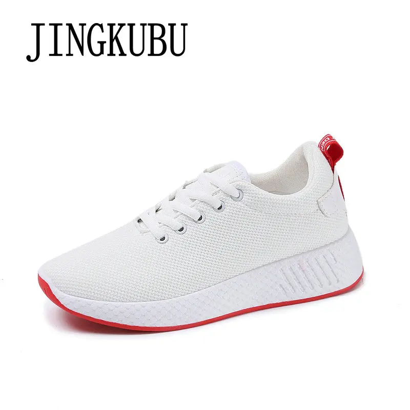 

JINGKUBU Breathable Air Mesh Women Sneakers Spring 2018Arrival Shoes Woman Cotton Fabric Fedges Sneakers Female Shoe Size 35-40