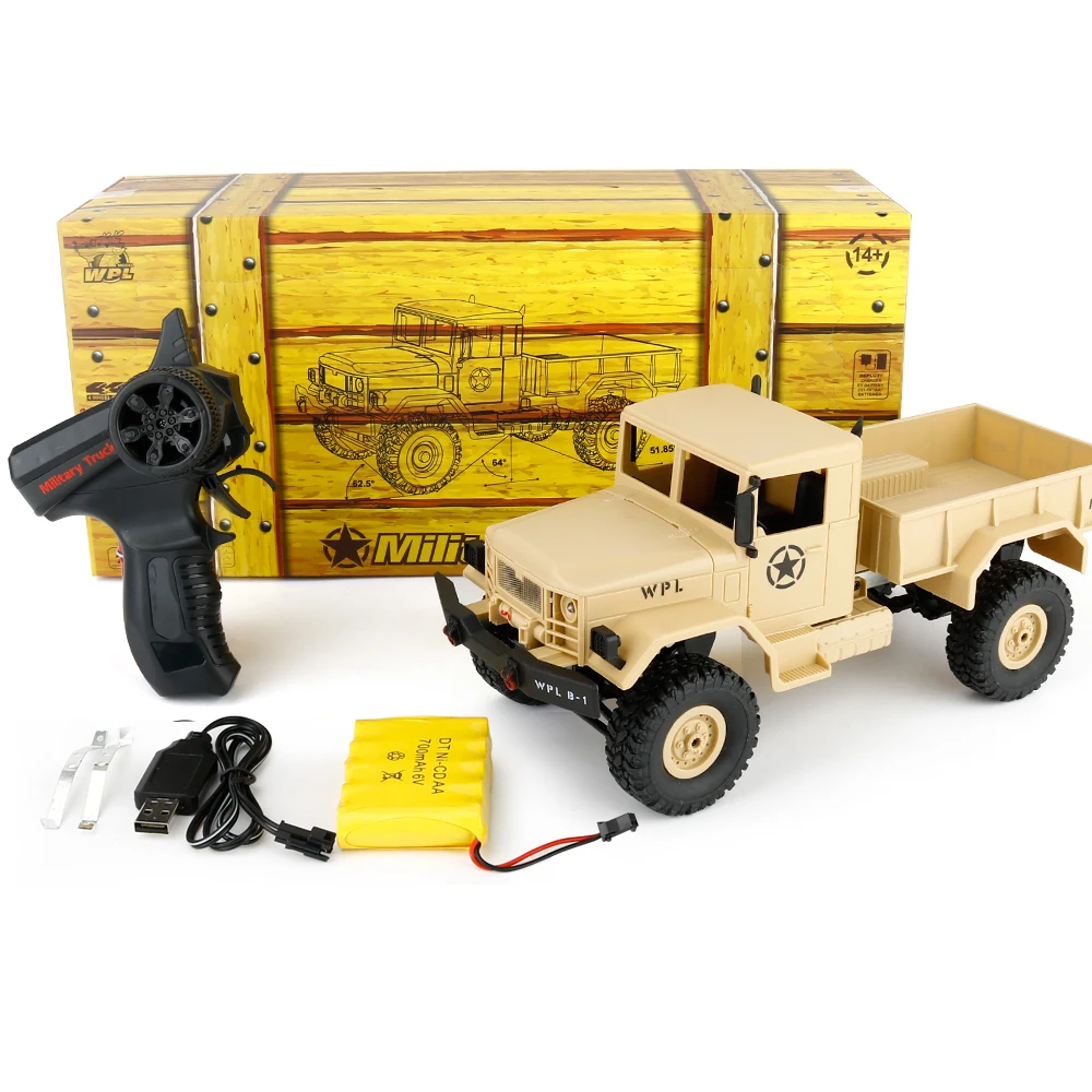 WPL B 1 1 16 Mini Off Road RC Military Truck RTR Four Wheel Drive Metal
