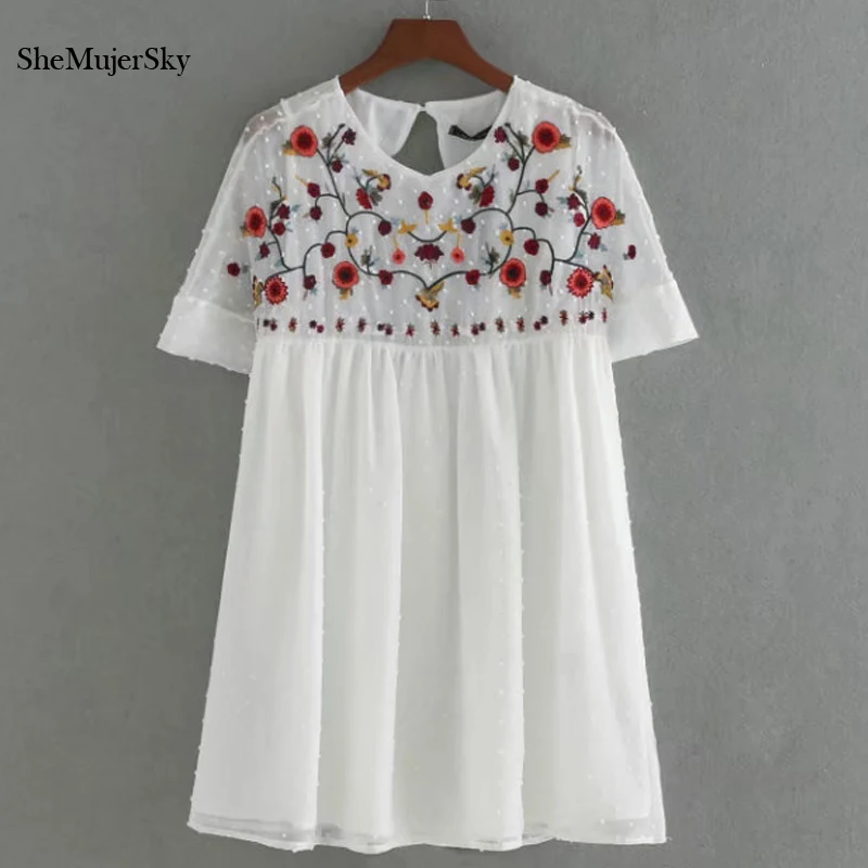 

Shemujersky White Chiffon Playsuits Embroidery Jumpsuit Women 2017 Summer Rompers Women's Suit