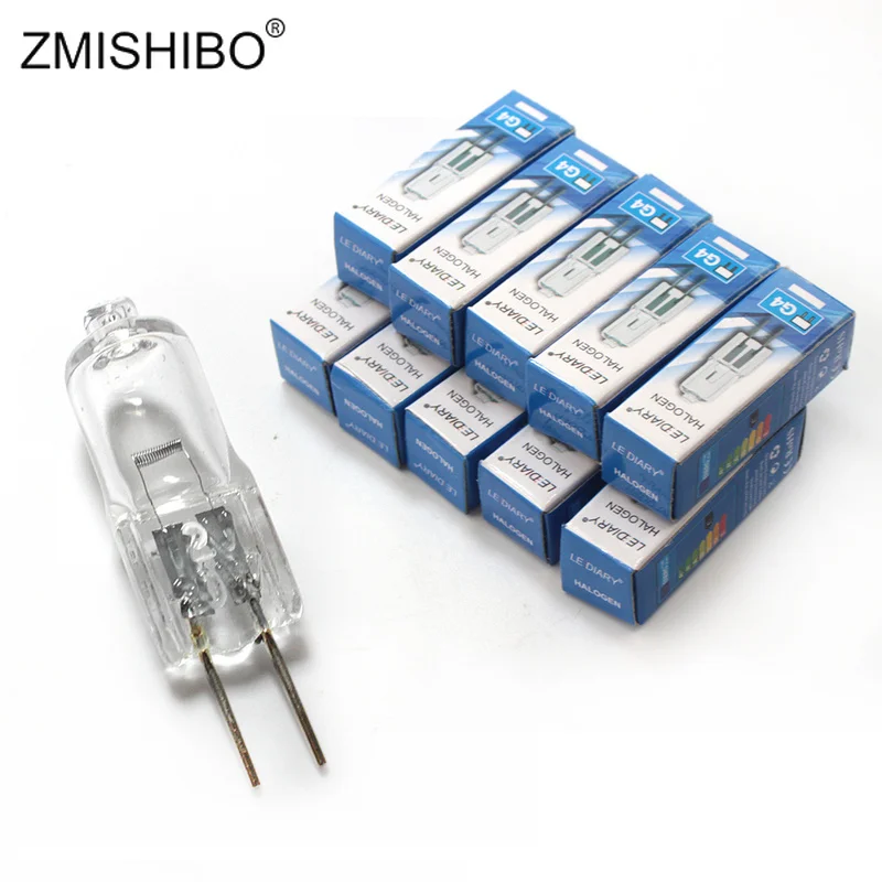 ZMISHIBO 10PCS/Lot 24V Halogen G4 Bulb Dimmable Incandescent Lamp Warm White 20W 35W Clear Glass Bulb for Chandelier Home Lights
