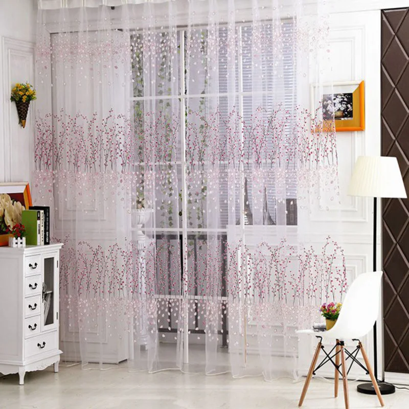 

Urijk Plum Blossom Yarn Curtain Window Tulle Curtains For Living Room Kitchen Modern Window Treatments Voile Curtain