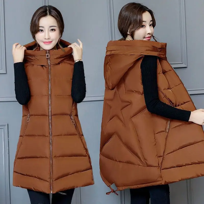 WERTUIOP 2019 New Autumn And Winter Cotton Vest Women Coat Long Vests Slim Large Size Women Jacket Outerwear Female Waistcoat