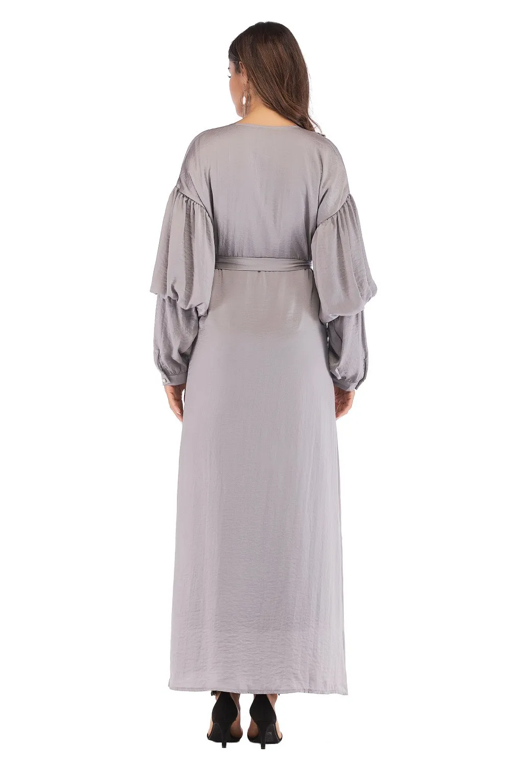 2019 Модные женские мусульманские abaya с v-образным вырезом с длинным рукавом кафтан арабский абайя Дубай ислам Турция длинный мусульманский