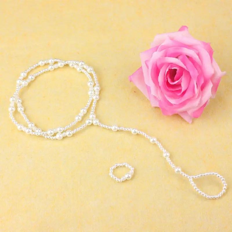 Ankle Chains Silver Ankle Bracelet Fashion Accessories Fashion Pearl Anklet Women Ankle Bracelet Beach Imitation Pearl Barefoot Sandal Anklet Chain Foot Jewelry 1 SET