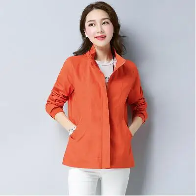 

2018 new spring autumn short paragraph slim large size women's windbreaker jacket hooded jacket mother dress was thin loose