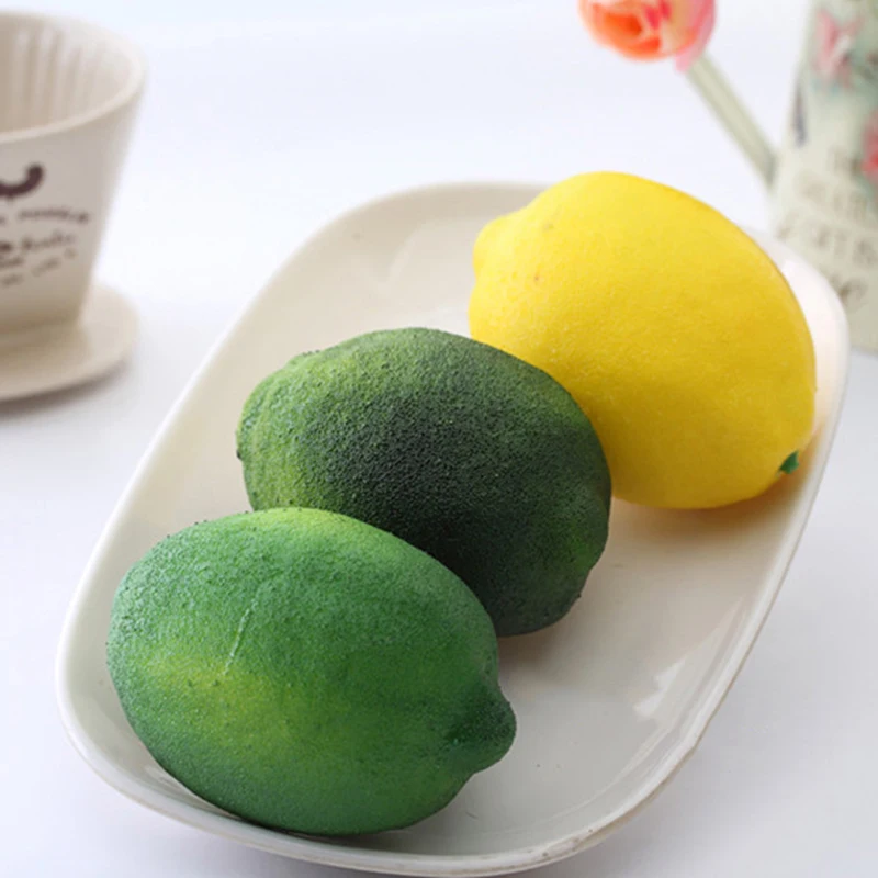 

Simulation Lemons Home Decor Party Decorative Plastic Solid Artificial Fruit Yellow Green Cabinet