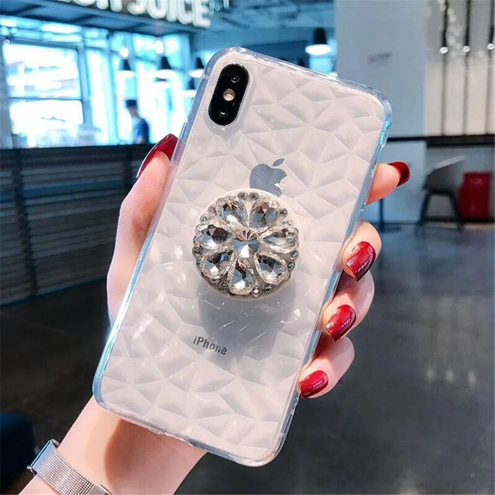 HUANQING Luxury water drill diamond print cell phone case For iPhone 6 6S 7 7Plus 8 8Plus Fashion for X XR XS Max Protective Cover case5