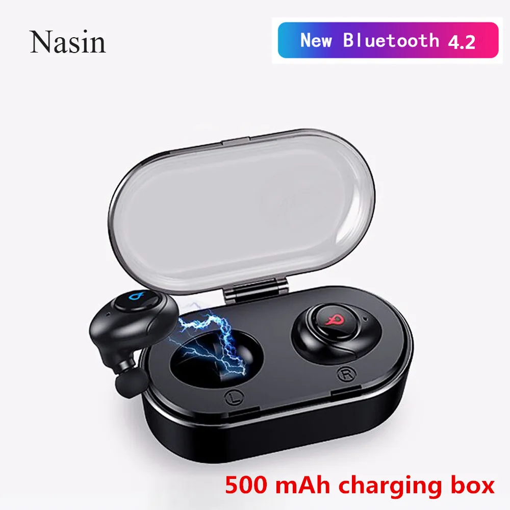 

Nasin TWSU8 In-Ear Wireless Bluetooth V4.1 earphones Stereo Ultra Small Invisible with Microphone headset with MIC Charge Box
