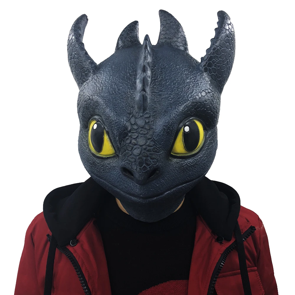 

Funny Movie How To Train Your Dragon Night Fury Cosplay Mask The Hidden World Toothless Masks Adult Carnival Party Helmet