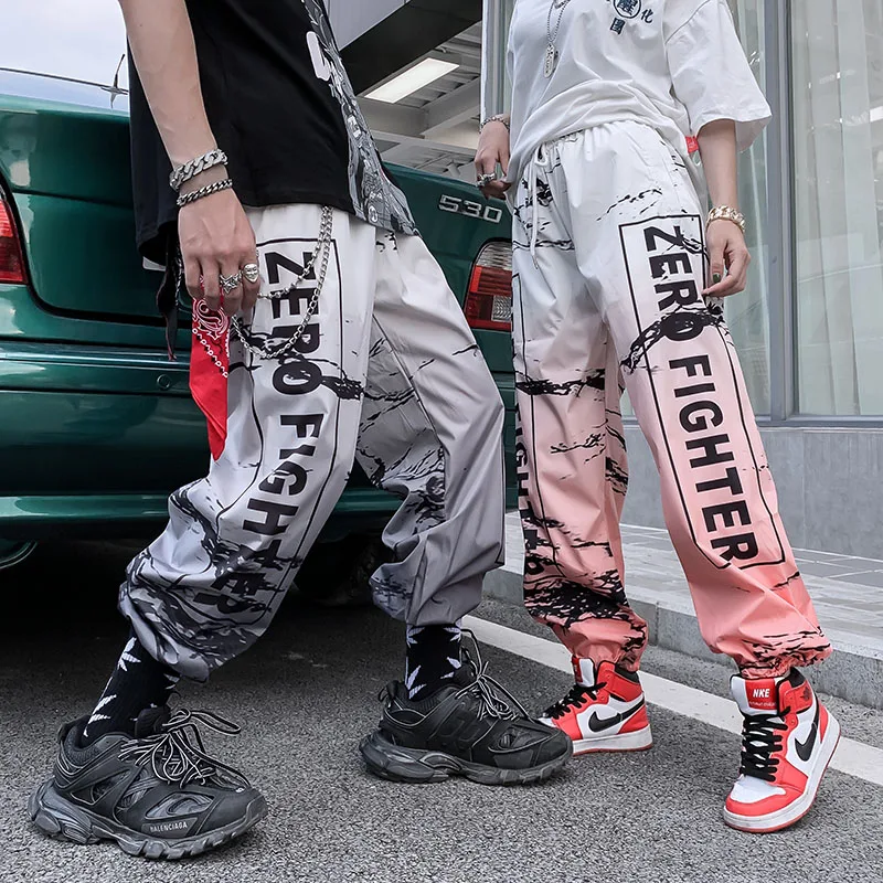 

American Style Streetwear Hip Hop Trousers Unisex Jogger Sports Pants Youth Fashion Color Gradient Letter Harem Pants Summer