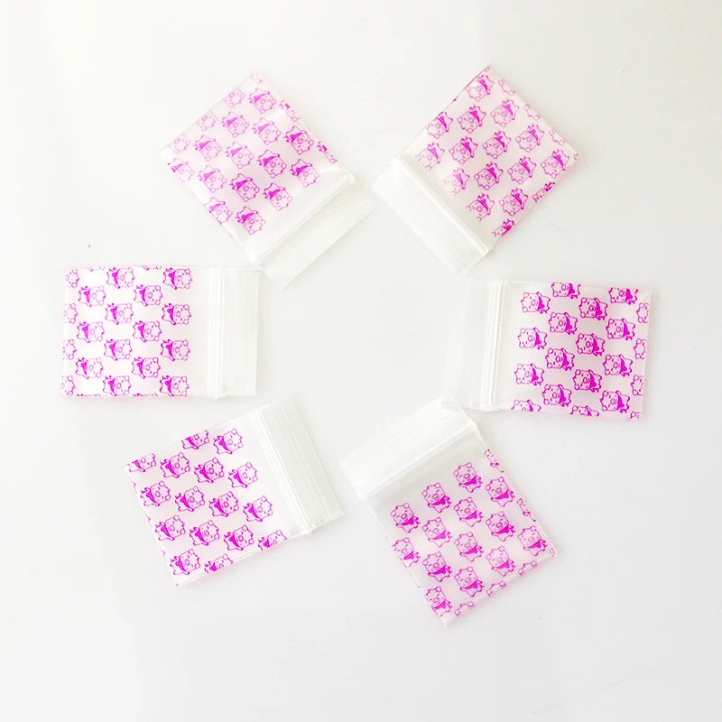 Small size Cute desgin printed 100pcs 2.2x2.5cm Self Sealing Zip Lock