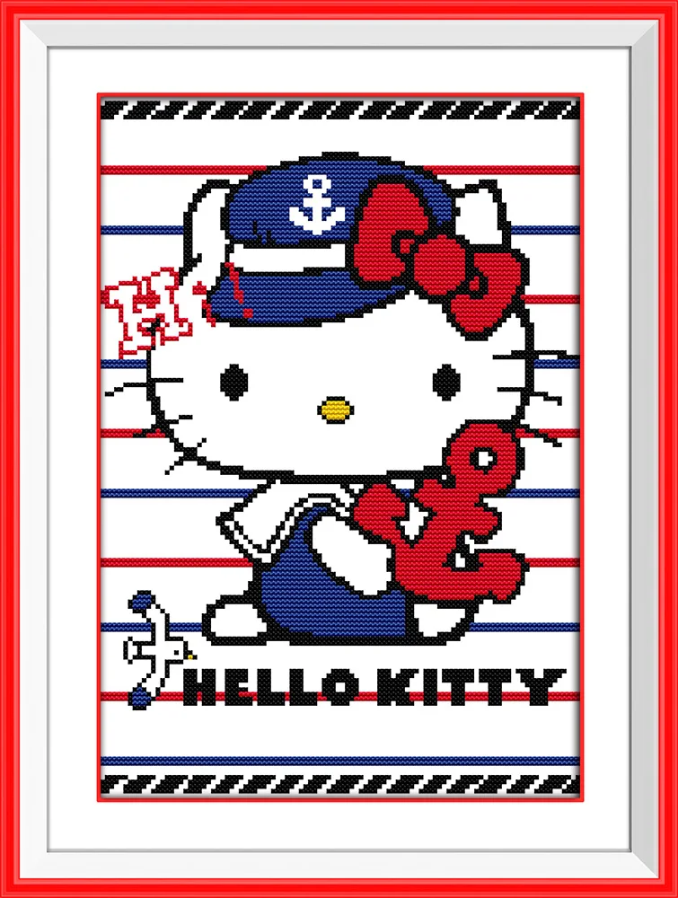 Hello kitty Lovely cat cross stitch kit cartoon cute 14ct 11ct count printed DIY handmade needlework children's room plus |