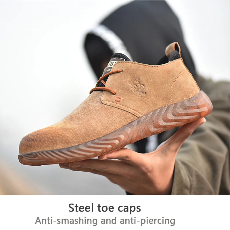 

Men Shoes Steel Toe Shoes Work Safety Boot Genuine Leather Anti-Smashing Piercing Work Boot Comfortable Lndustrial Shoes for Men