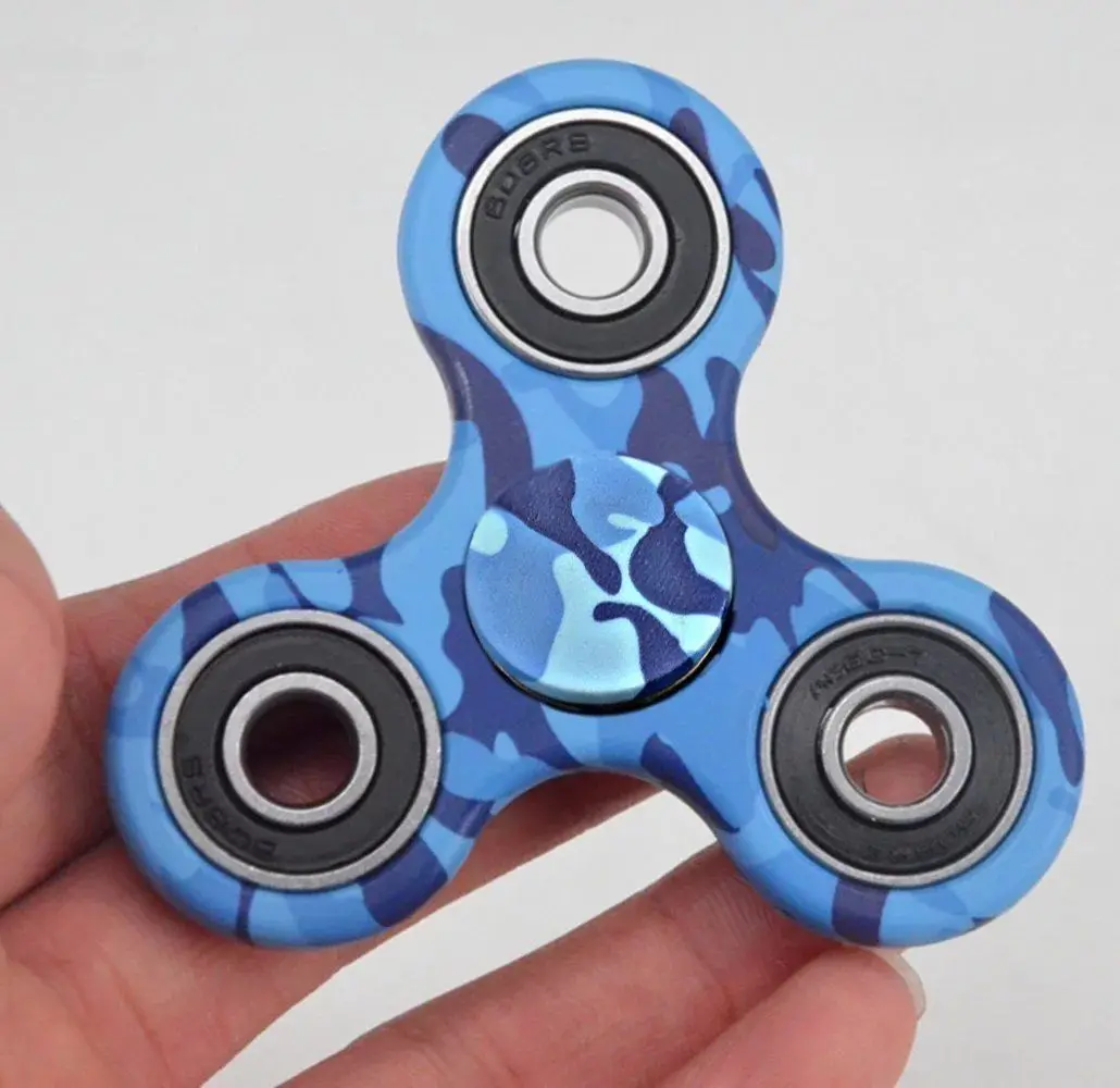 

Cool finger spinner Blue Camouflage Camo EDC Tri Hand Spinner Torqbar Metallic Bearing High Speed Kid Gift fidget toys