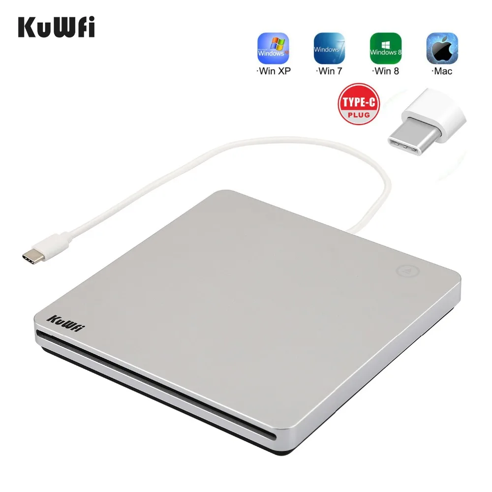 Inhalación automática USB-C quemador de disco externo DVD CD lector de CD RW escritor reproductor para ordenador portátil/escritorio Windows MAC OS