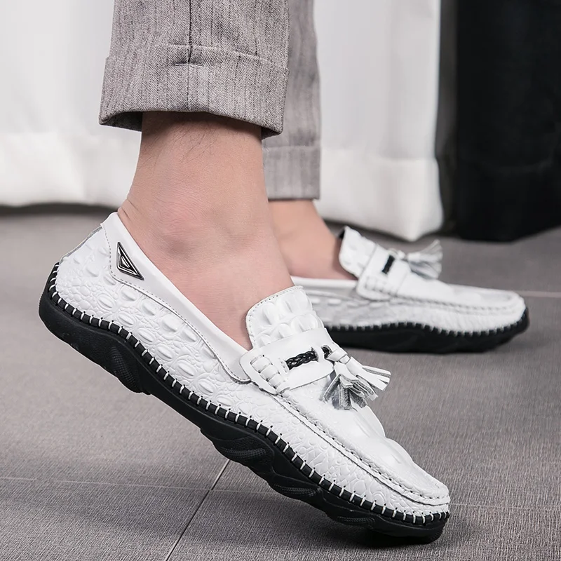 

2019 men party Dress shoes Crocodile Octopus breathable fashion wedding casual Male Flats high quality split leather loafers