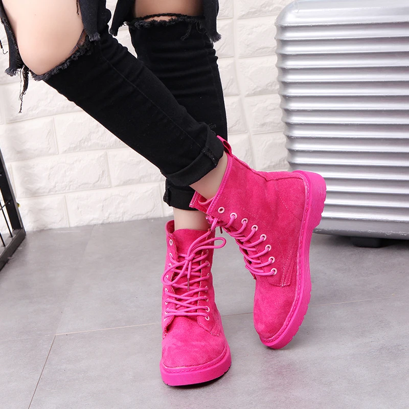 Autumn Winter Shoes Women Flat Heel Boots New 2018 Fashion Suede leather Women's Boots Brand Woman Ankle Botas Non-slip Outsole Women's Shoes