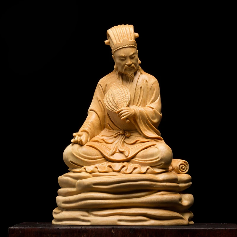12 см Zhuge Liang Kong Ming Three Kingdoms резьба по дереву твердая гостиная украшение автомобиля