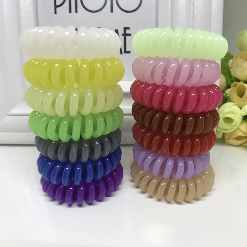 10Pcs lot Fashion font b Women b font Elastic Hairbands Colored Telephone Line Rubber Hair Rings