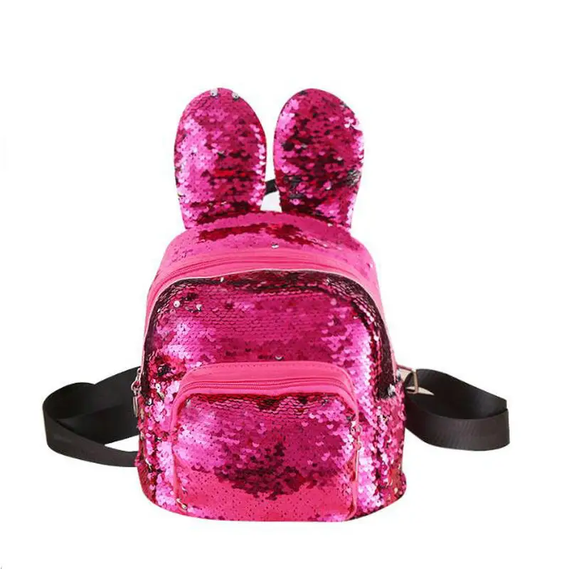 

Women Mini Travel Backpack Shinning Requins Rabbit Ear Double Shoulder Bag for Teenager Girls School Bags Backpacks Bagpack