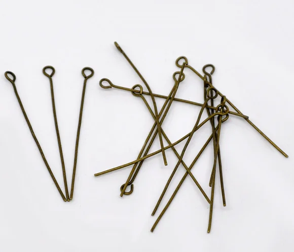DoreenBeads 300PCs Ancient Bronze Eye Pins 50x0.7mm(21 gauge)