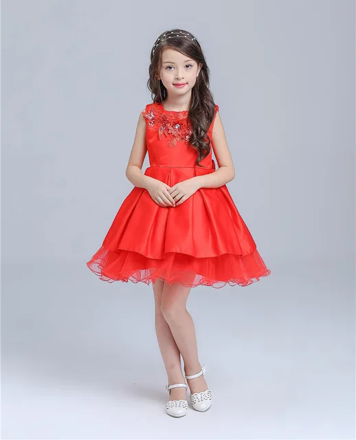 girl christmas dress 2017 new girls red flower pearl sleeveless party christmas dresses kids clothes - Girls Red Christmas Dress girl christmas dress 2017 new girls red flower pearl sleeveless party christmas dresses kids clothes - Girls Red Christmas Dress