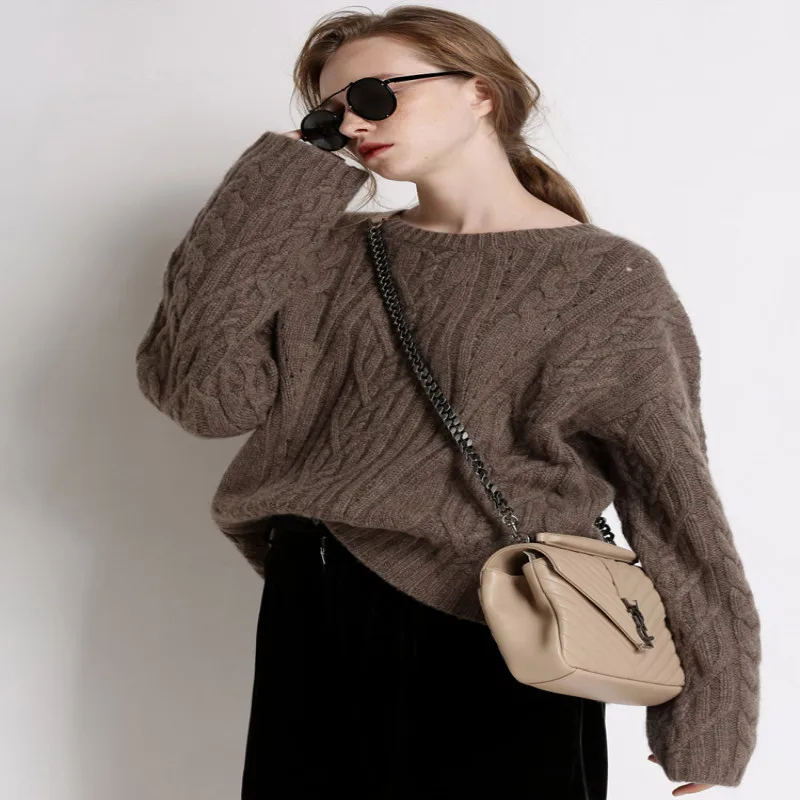 ZEHANGSEA-Winter Round Neck Hollow Pullover Fashion 3 Color Thicken Warm Sweater Women Simple Solid Color Loose Bottoming Top ZEHANGSEA-Winter Round Neck Hollow Pullover Fashion 3 Color Thicken Warm Sweater Women Simple Solid Color Loose Bottoming Top