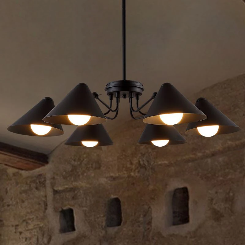 

3/6 Heads Personality Creative Nostalgic Retro Loft Restaurant chandelier Nordic Industrial Cafe Iron Cover Lamp Free Shipping