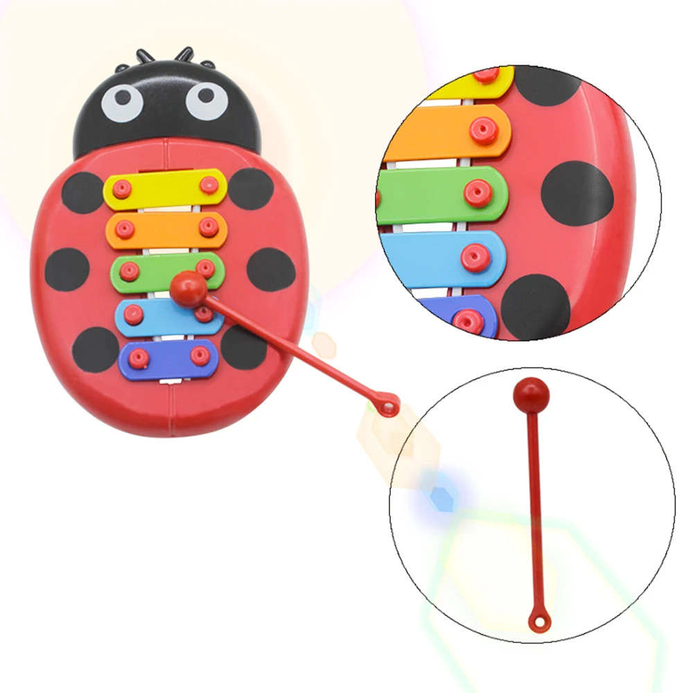 Красочные 5 тонов ксилофон Glockenspiel для детей мультфильм божья коровка форма с