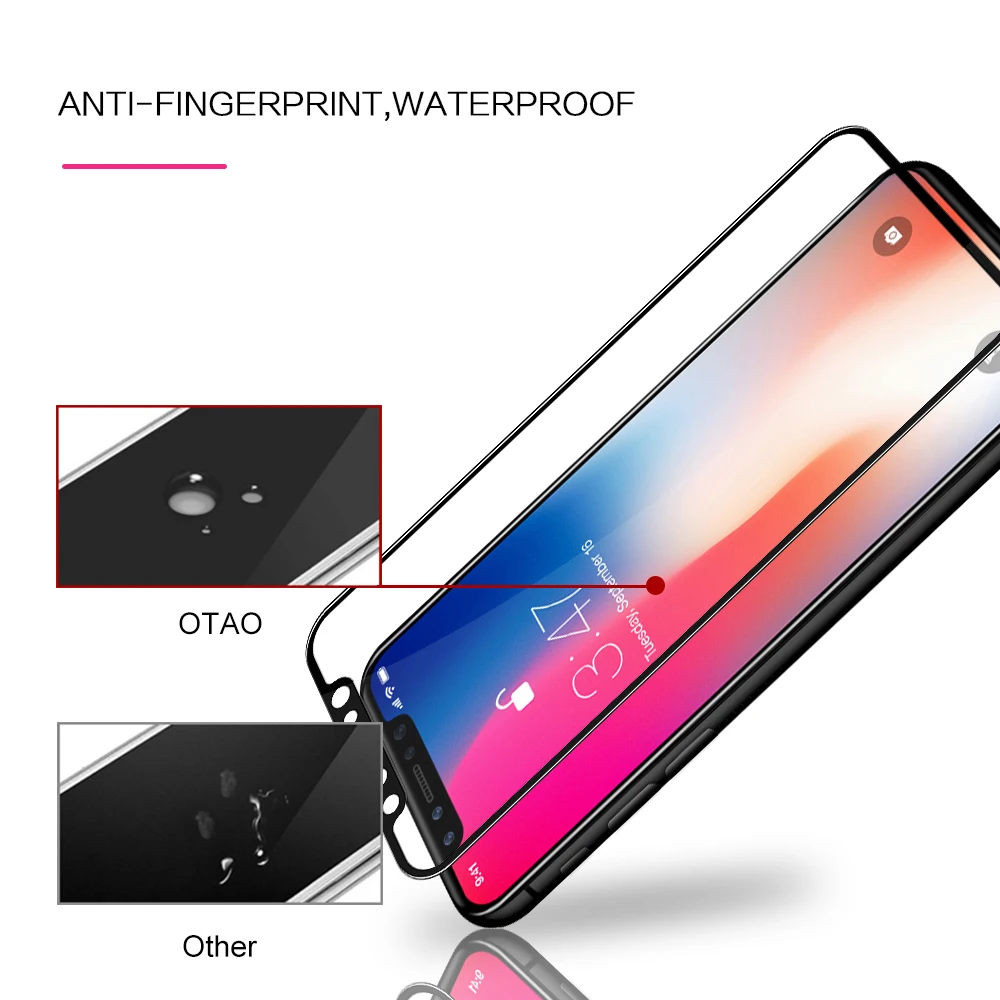 OTAO Für iPhone X Gehärtetem Glas Screen Protector Film Full Coverage Echt 4D Gebogene 9 H Schutz G